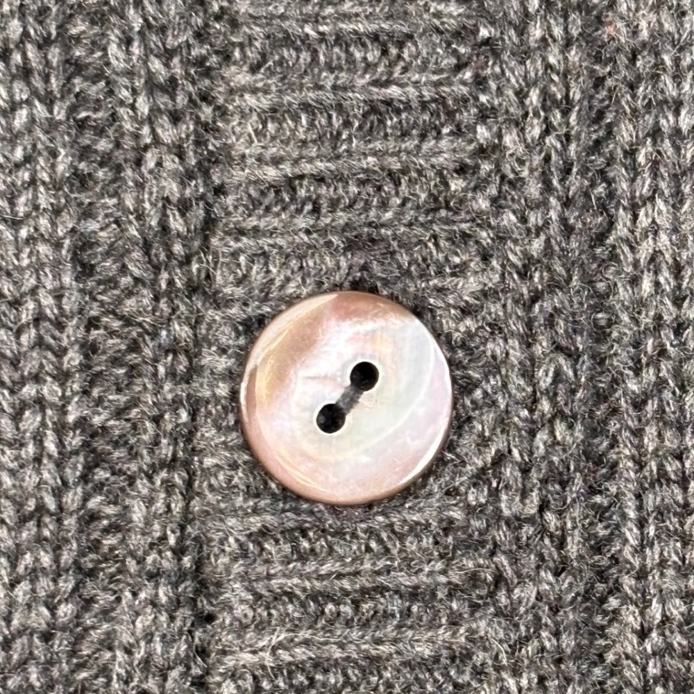 Vintage Gray Silk Cashmere Cable Knit Button Front Cardigan Vest Lightweight - Picture 8 of 8